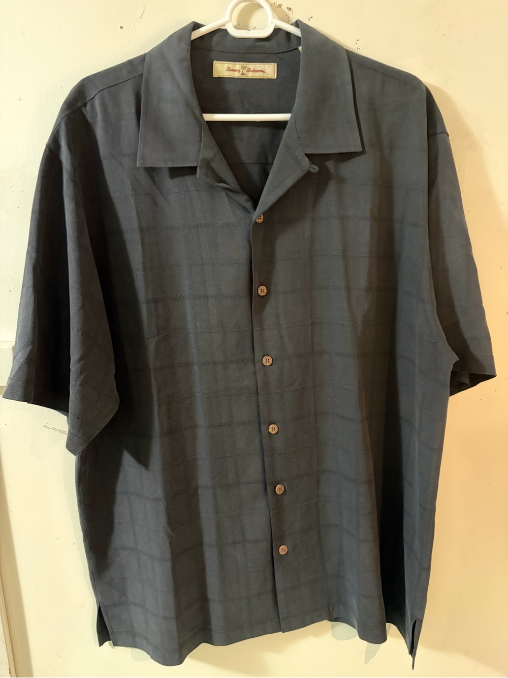 Tommy Bahama Slate Blue Short-Sleeve Button-Down Shirt 100% Silk